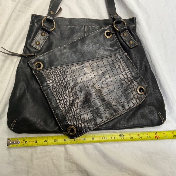 Black Leather Tote by Arnold Churgin - Picture 3 of 13